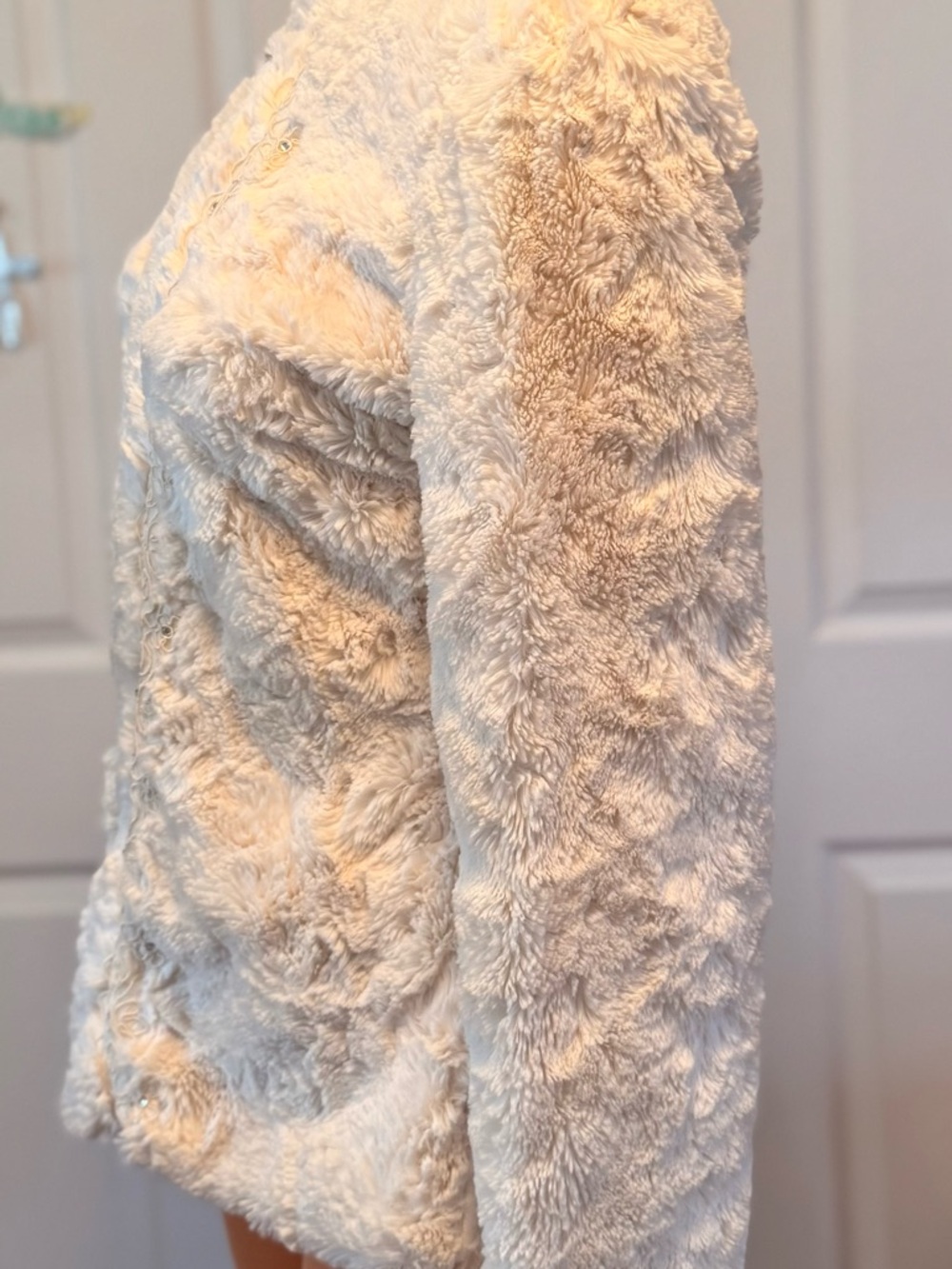 Joseph Ribkoff Faux Fur Embroidery & Rhinestones Jacket Size 10 - Picture 6 of 10